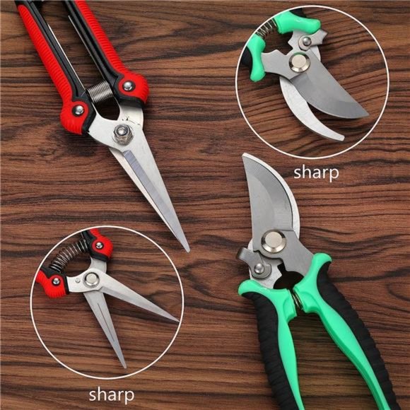 5 pack Garden Pruning Shears Stainless Steel Blades, Handheld Scissors Set - Picture 6 of 6